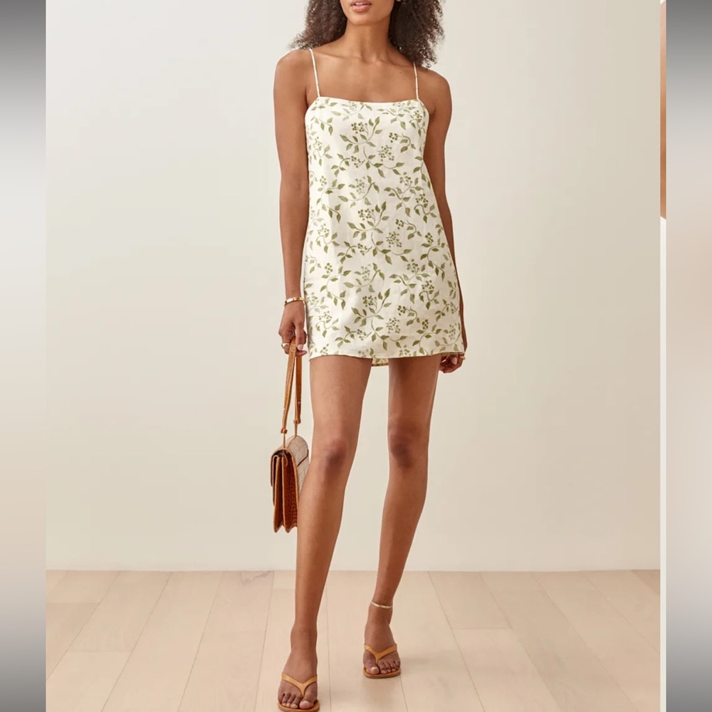 reformation NWT XL Vallarta 100% Linen floral boho swing mini dress